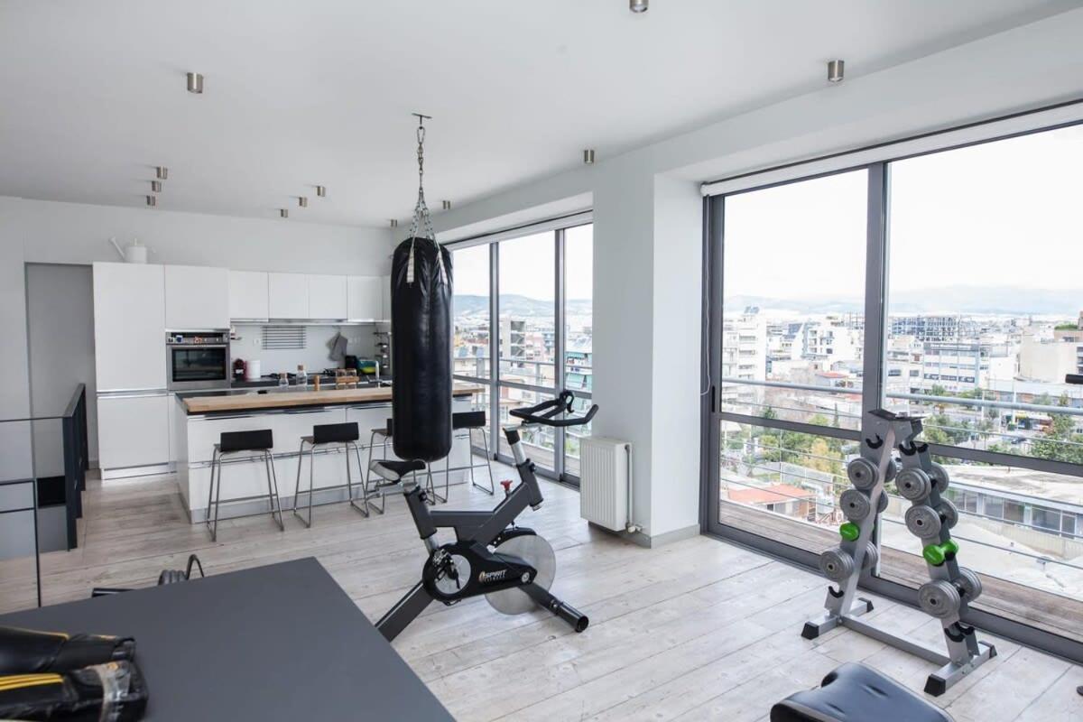 Penthouse With 360 View Of Athens And Private Gym Apartment Bagian luar foto