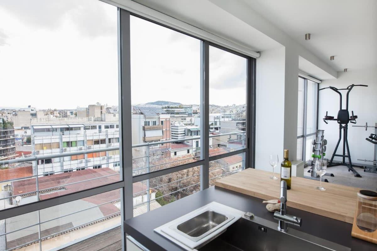 Penthouse With 360 View Of Athens And Private Gym Apartment Bagian luar foto